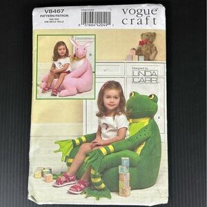 Vogue Pattern for Frog and Bunny Plush Chairs, Uncut